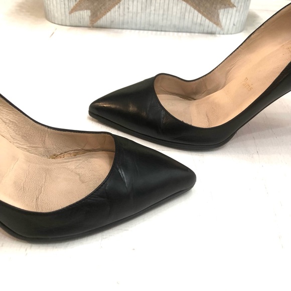 Christian Louboutin Black Leather Pointed Heels Sz 39 1/2 - Picture 10 of 15
